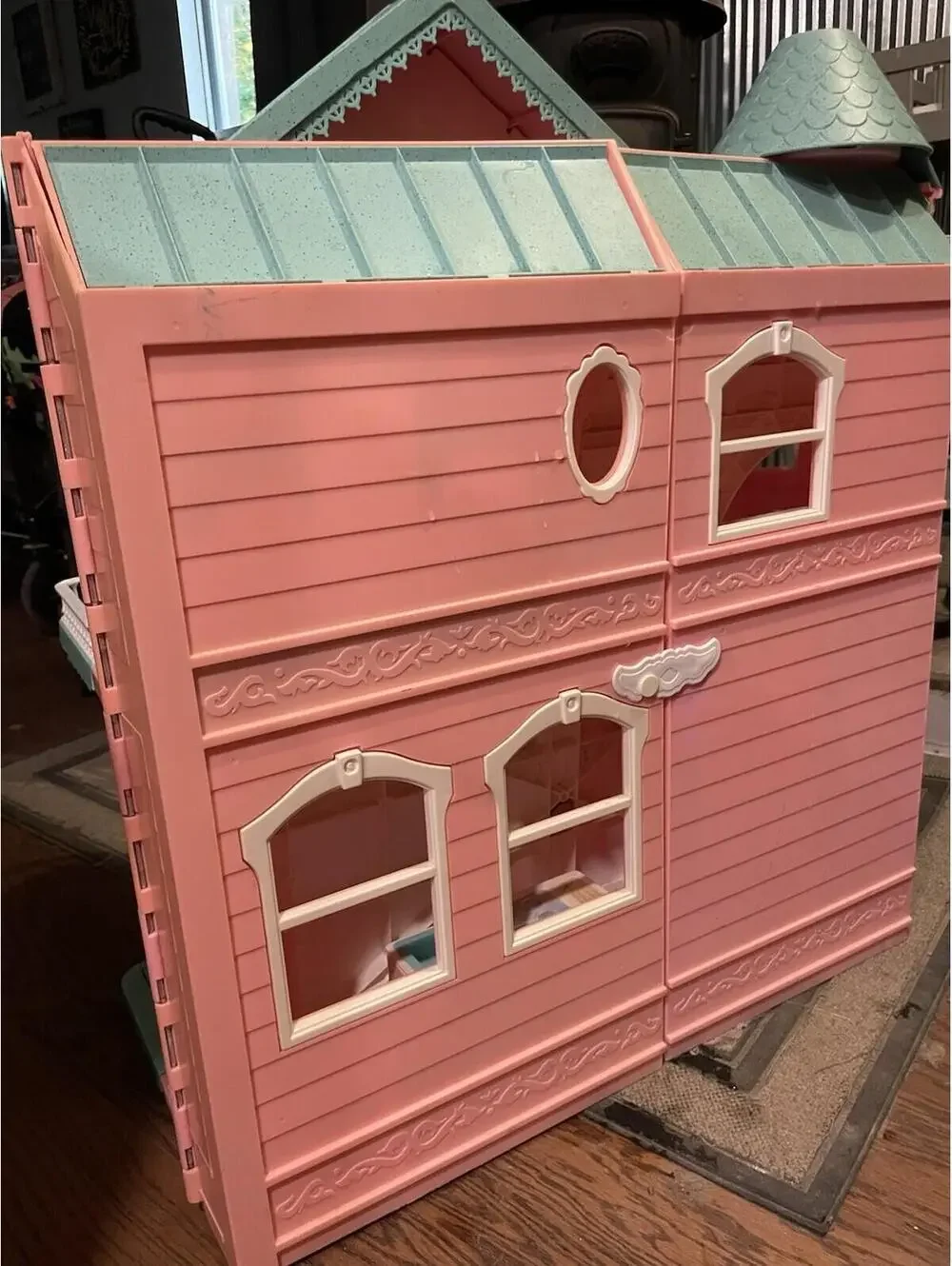Vintage 1995 Barbie Victorian Dream House Pink Blue! Retro